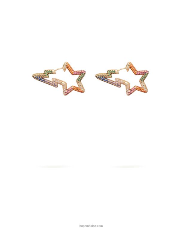 aretes con logo y cristales mujer A Bathing Ape 00RH1112 oro