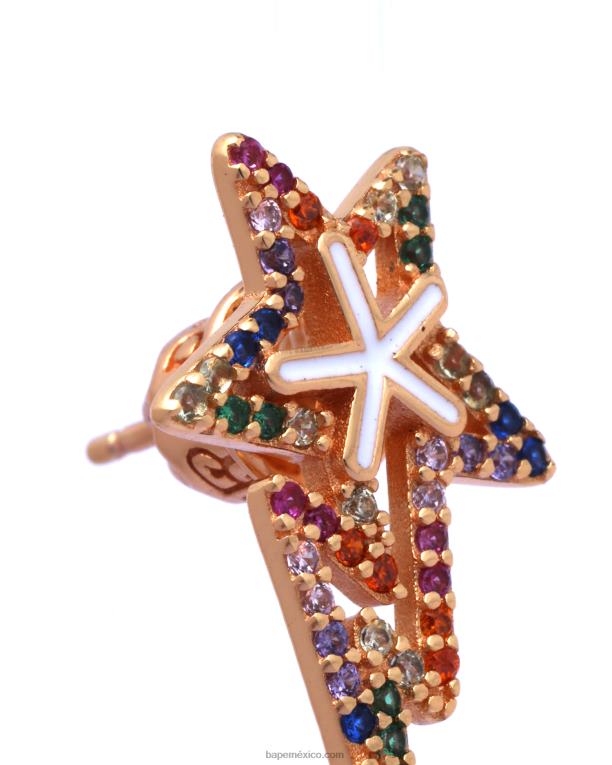 aretes con logo y cristales mujer A Bathing Ape 00RH1123 oro