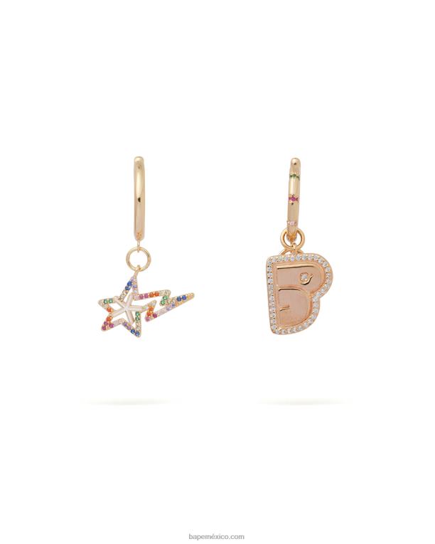 aretes con logo y perlas de cristal mujer A Bathing Ape 00RH1110 oro