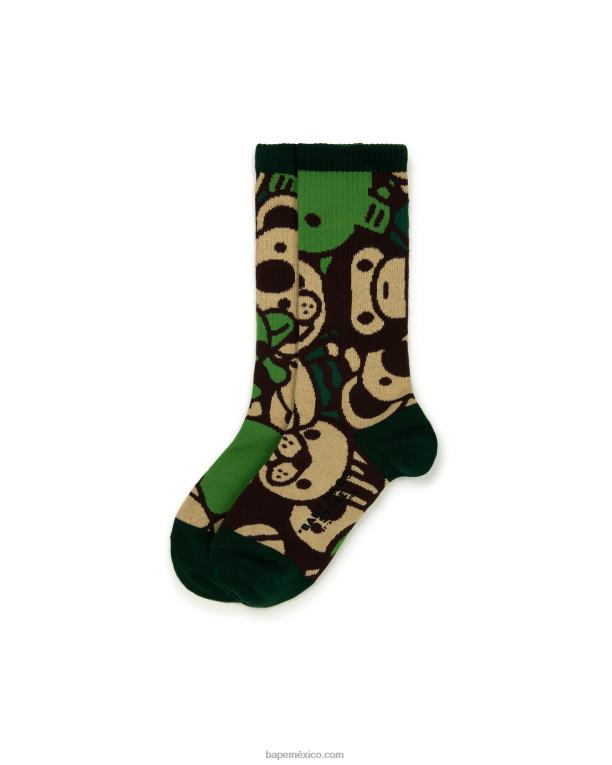 bebé milo calcetines mujer A Bathing Ape 00RH1080 ejercito verde