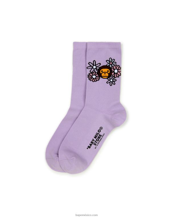bebé milo calcetines mujer A Bathing Ape 00RH1098 púrpura