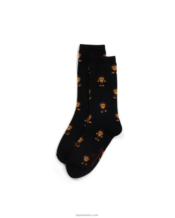 bebé milo calcetines mujer A Bathing Ape 00RH1159 negro