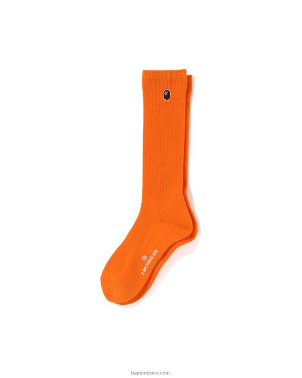 cabeza de un punto calcetines mujer A Bathing Ape 00RH1070 naranja