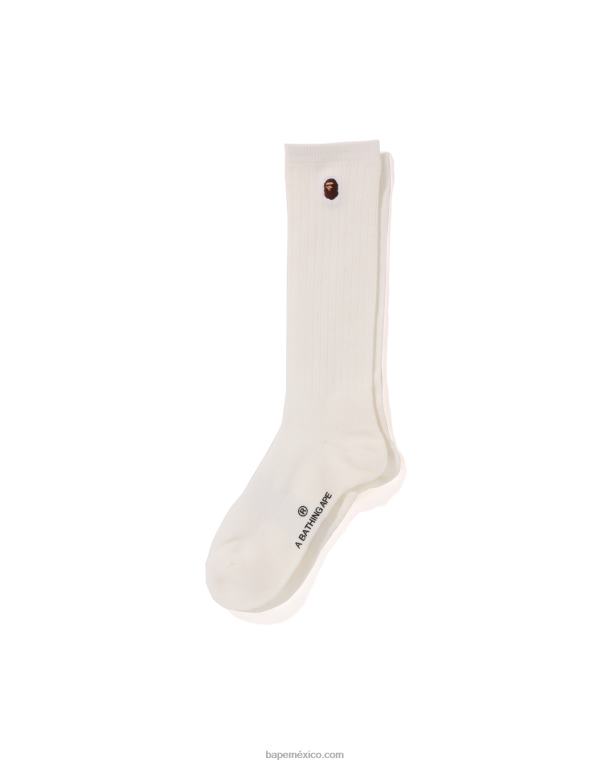 cabeza de un punto calcetines mujer A Bathing Ape 00RH1072 blanco