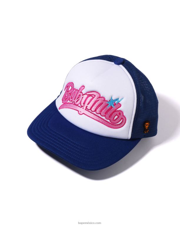 gorra de malla con bordado baby milo mujer A Bathing Ape 00RH1142 azul