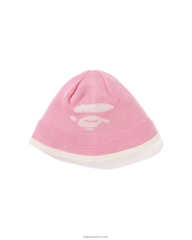 gorro tejido con cara mujer A Bathing Ape 00RH1107 rosa