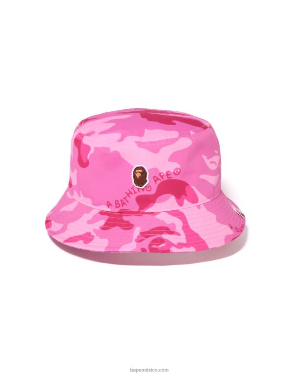 sombrero de pescador de camuflaje Woodland mujer A Bathing Ape 00RH1068 rosa carmín