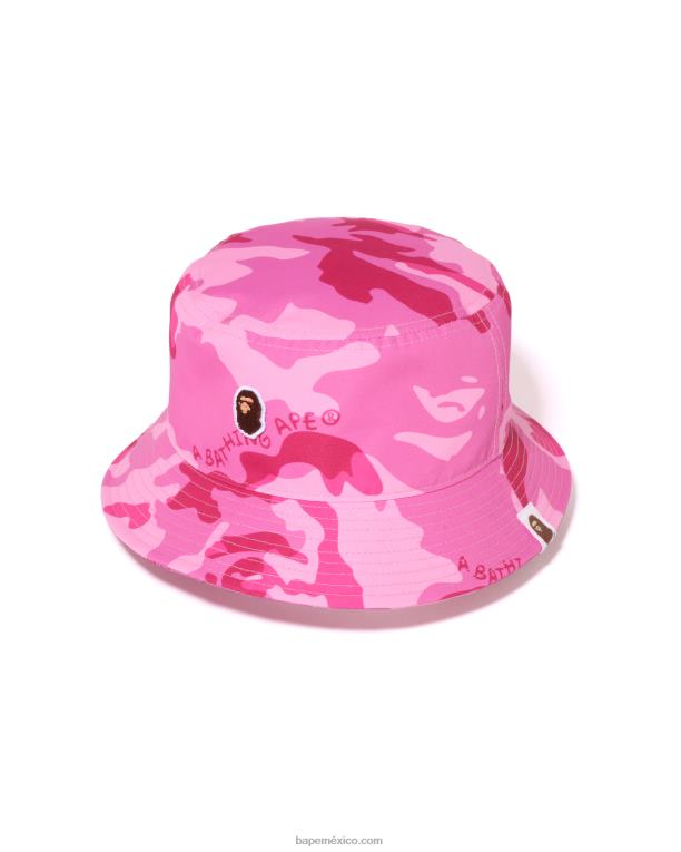 sombrero de pescador de camuflaje Woodland mujer A Bathing Ape 00RH1068 rosa carmín