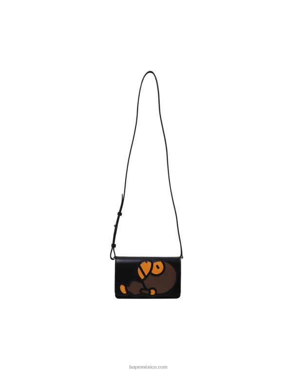 bolso de hombro baby milo de piel mujer A Bathing Ape 00RH1265 negro