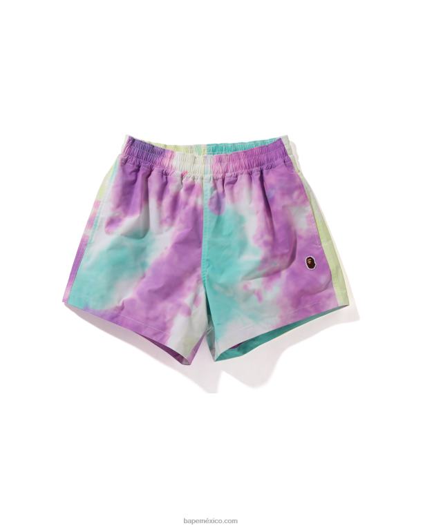 pantalones cortos de un punto con efecto tie dye mujer A Bathing Ape 00RH990 caso