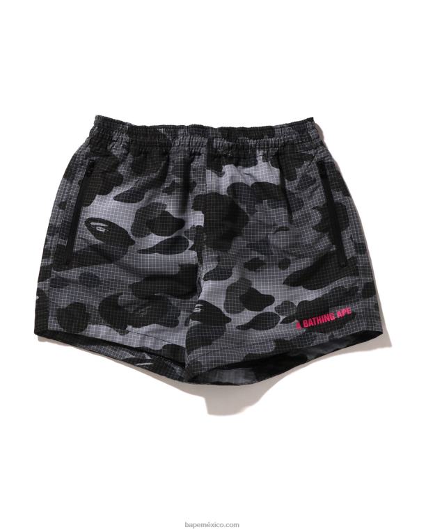 shorts de camuflaje de rejilla mujer A Bathing Ape 00RH899 negro