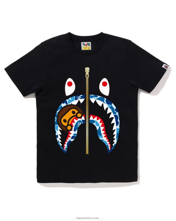camiseta abc camo milo shark mujer A Bathing Ape 00RH778 negro
