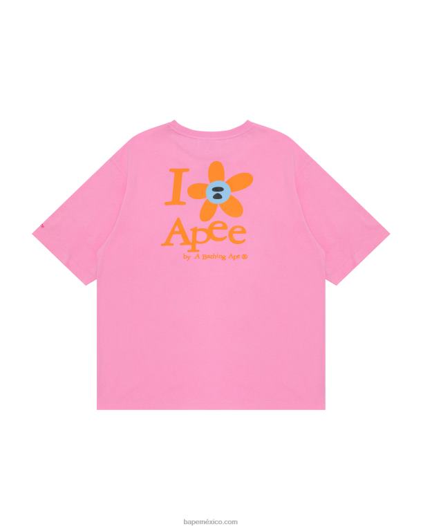 camiseta clásica mujer A Bathing Ape 00RH957 rosa