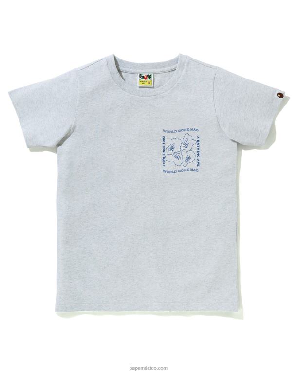 camiseta con estampado de tinta mujer A Bathing Ape 00RH928 gris