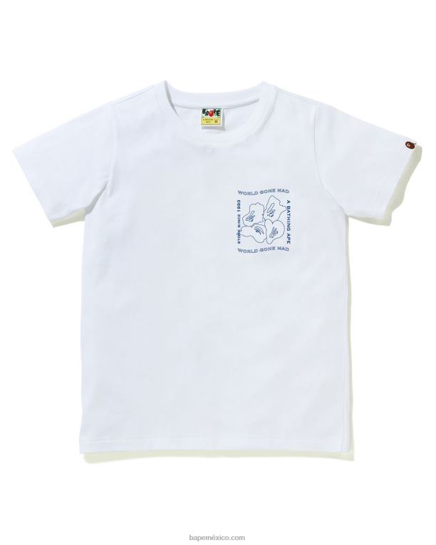 camiseta con estampado de tinta mujer A Bathing Ape 00RH930 blanco