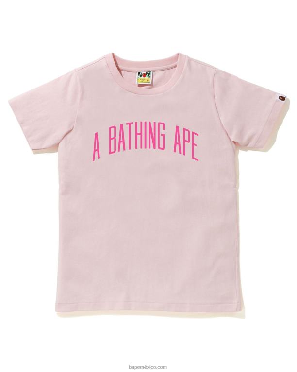 camiseta con letras mujer A Bathing Ape 00RH891 rosa