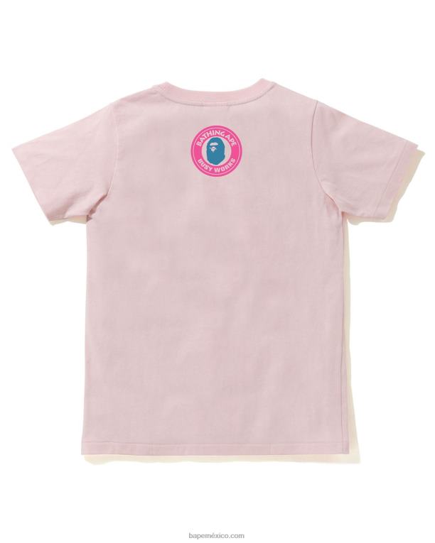 camiseta con letras mujer A Bathing Ape 00RH891 rosa