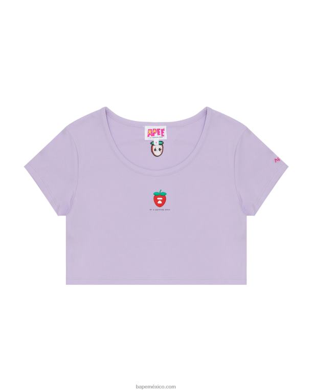 camiseta con logo y bayas mujer A Bathing Ape 00RH938 lila