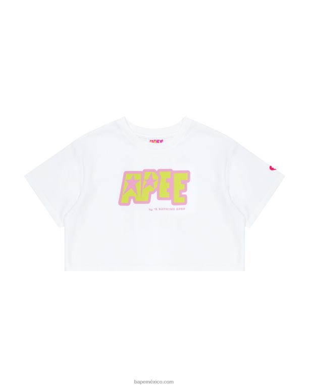 camiseta corta con logo doble mujer A Bathing Ape 00RH956 blanco blanqueado