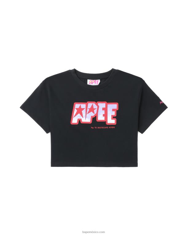 camiseta corta con logo estampado mujer A Bathing Ape 00RH797 negro