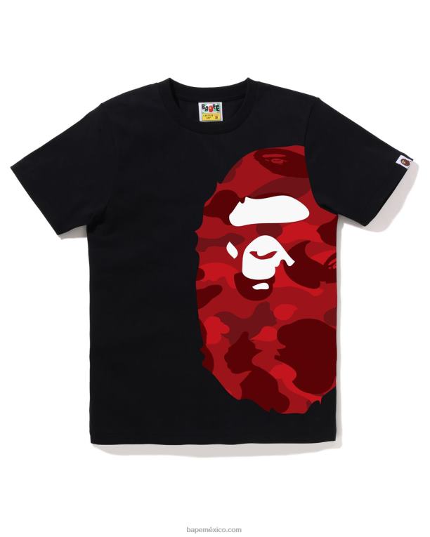 camiseta de cabeza grande con lado de camuflaje de color mujer A Bathing Ape 00RH896 negro