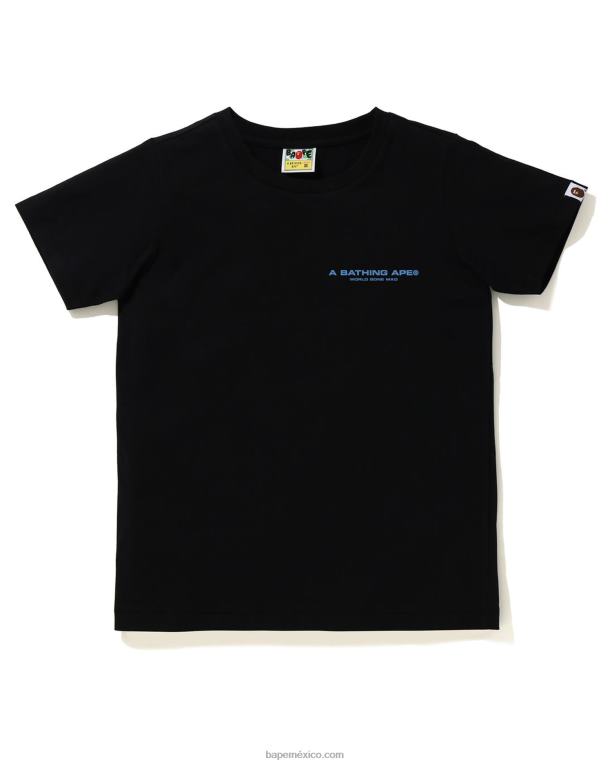 camiseta de camuflaje de línea mujer A Bathing Ape 00RH923 negro