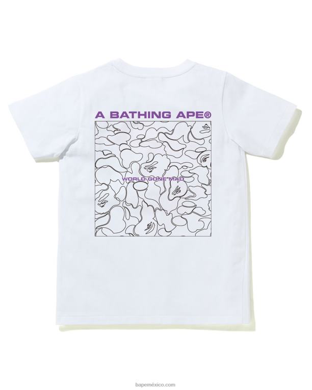 camiseta de camuflaje de línea mujer A Bathing Ape 00RH926 blanco