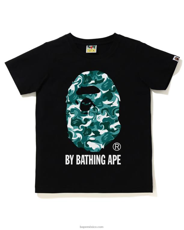 camiseta de camuflaje de mármol mujer A Bathing Ape 00RH1014 negro