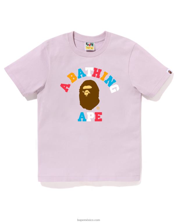 camiseta universitaria de colores mujer A Bathing Ape 00RH782 lila pastel