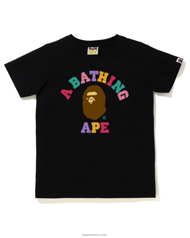 camiseta universitaria de colores mujer A Bathing Ape 00RH981 negro