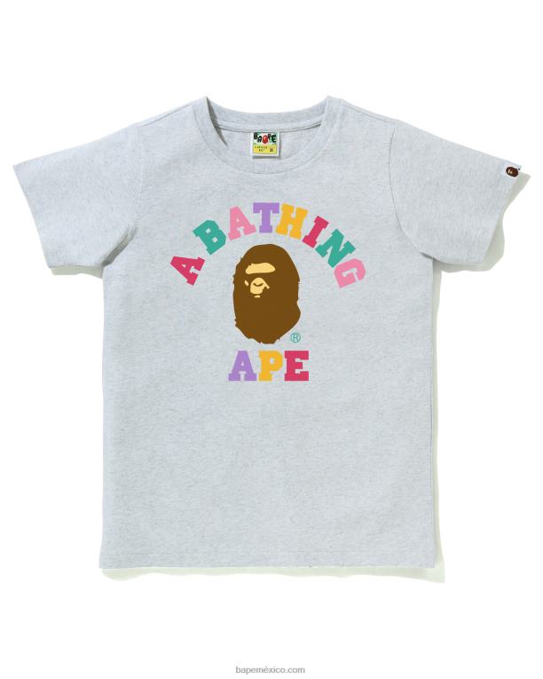 camiseta universitaria de colores mujer A Bathing Ape 00RH982 gris