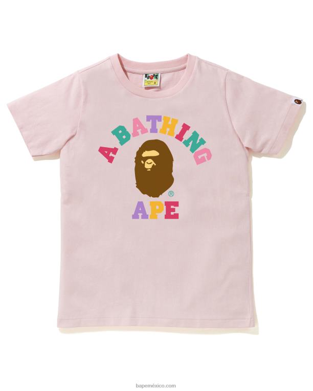 camiseta universitaria de colores mujer A Bathing Ape 00RH983 rosa