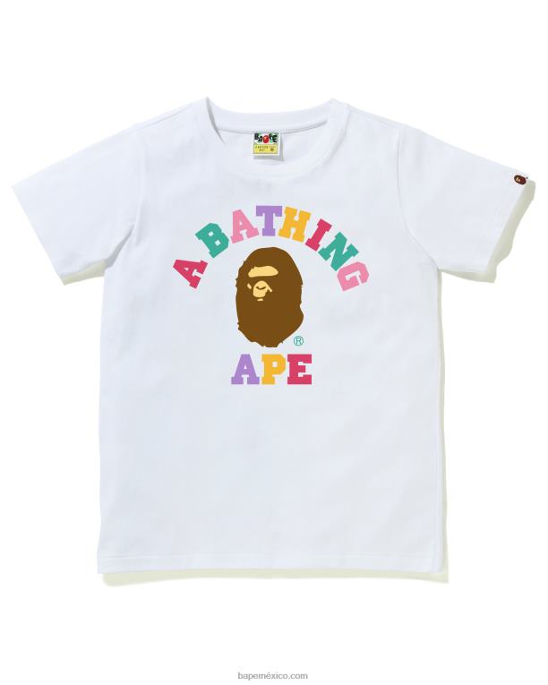 camiseta universitaria de colores mujer A Bathing Ape 00RH984 blanco