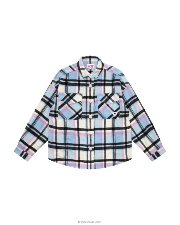 camisa a cuadros mujer A Bathing Ape 00RH1024 azul