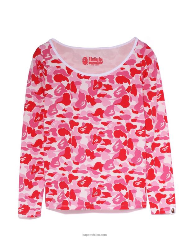 camiseta de camuflaje abc mujer A Bathing Ape 00RH865 rosa