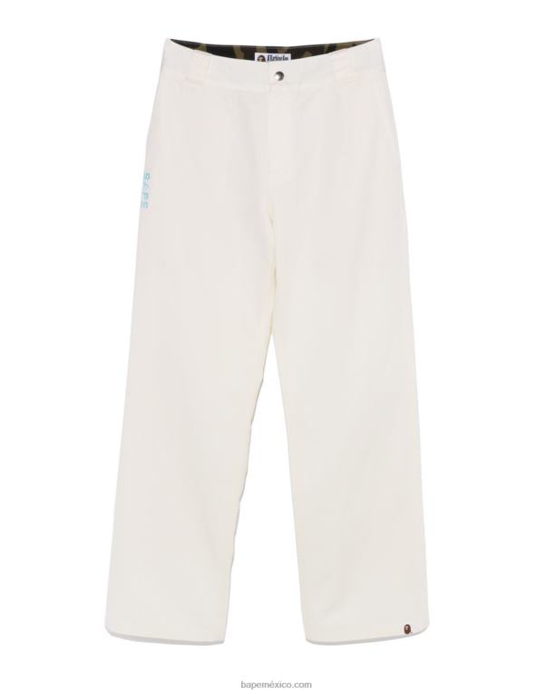 pantalones chinos de trabajo mujer A Bathing Ape 00RH885 blanco