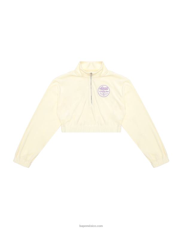 suéter corto con cremallera mujer A Bathing Ape 00RH1061 blanco