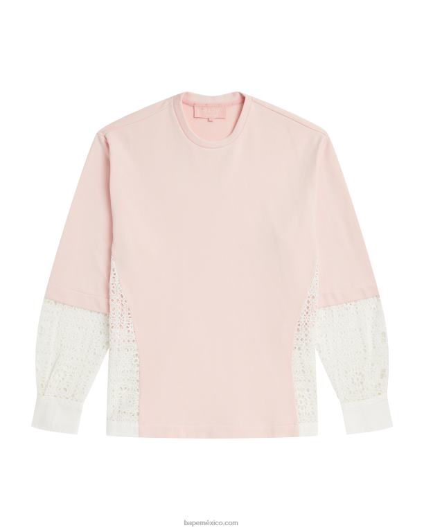 sudadera asimétrica a capas mujer A Bathing Ape 00RH997 rosa