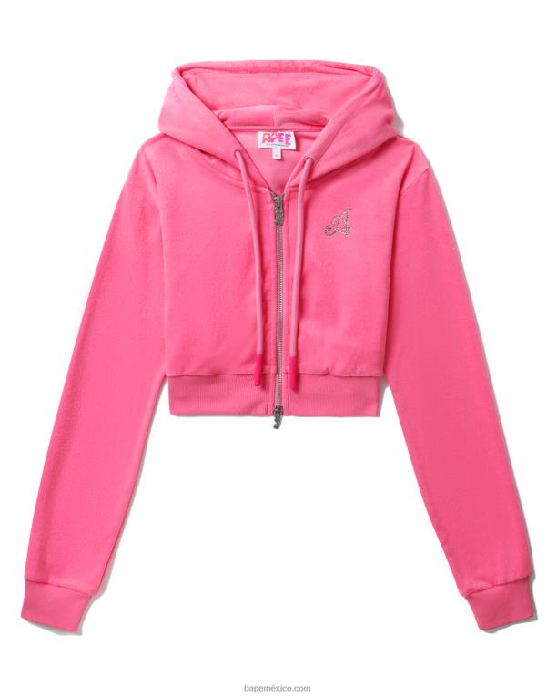 sudadera corta con capucha y cremallera mujer A Bathing Ape 00RH844 rosa