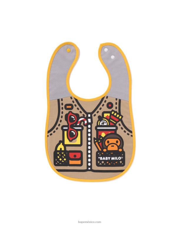 babero reversible con estampado de chaleco de pesca milo baby milo de Woodland camo niños A Bathing Ape 00RH1380 beige