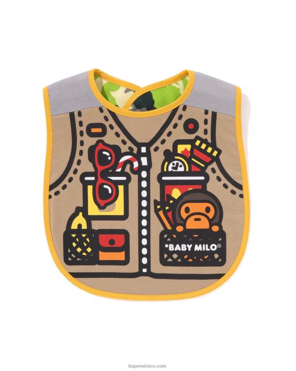 babero reversible con estampado de chaleco de pesca milo baby milo de Woodland camo niños A Bathing Ape 00RH1380 beige