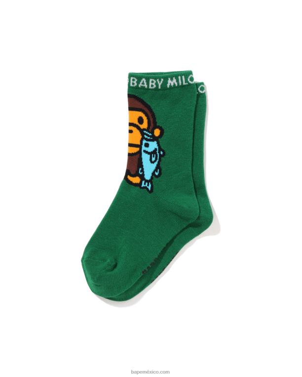 baby milo calcetines bajos negros niños A Bathing Ape 00RH1390 Esmeralda