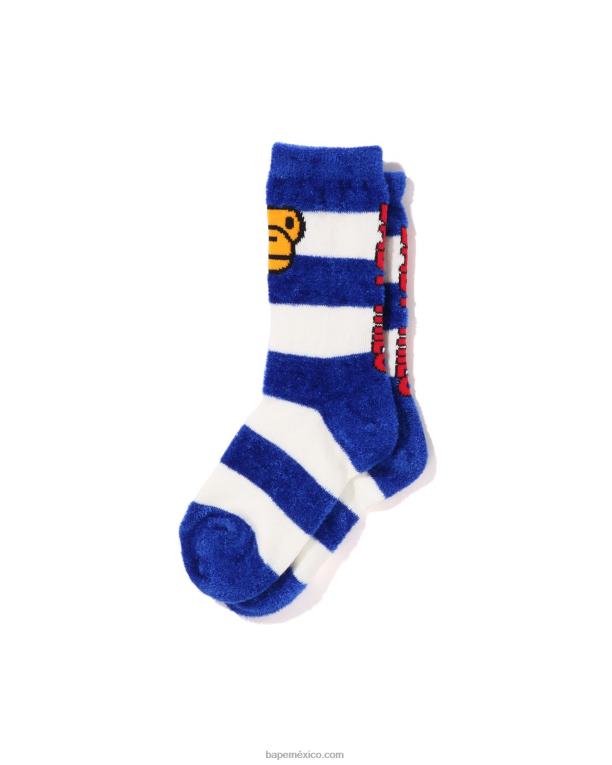 calcetines con cara de milo baby hoop niños A Bathing Ape 00RH1501 azul