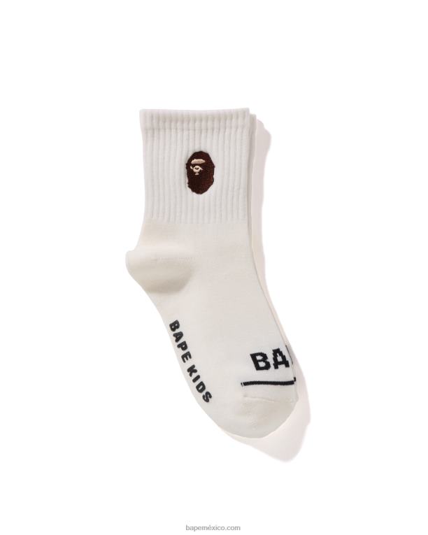 calcetines de canalé con cabeza niños A Bathing Ape 00RH1681 blanco