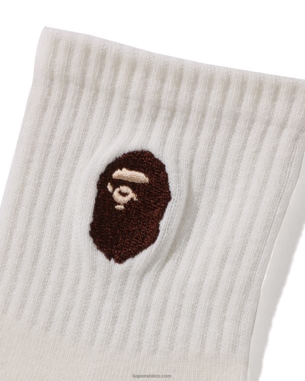 calcetines de canalé con cabeza niños A Bathing Ape 00RH1681 blanco