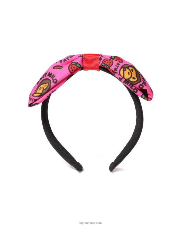 Diadema baby milo con lazo de fresas niños A Bathing Ape 00RH1709 rosa carmín