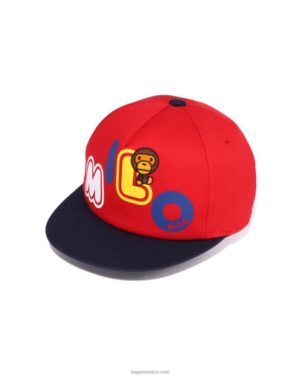 gorra con fuente baby milo niños A Bathing Ape 00RH1345 rojo brillante
