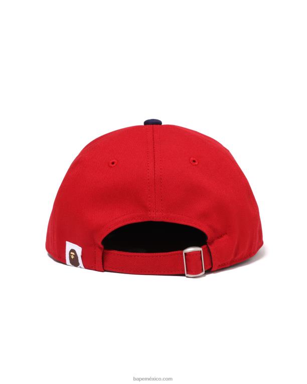 gorra con parche de cabeza b niños A Bathing Ape 00RH1436 rojo brillante
