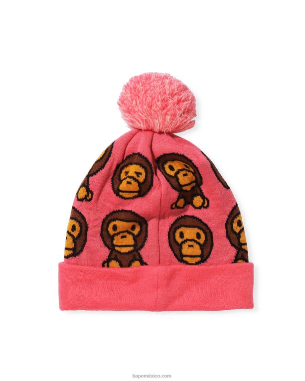 gorra de punto con motivo baby milo niños A Bathing Ape 00RH1752 rosa