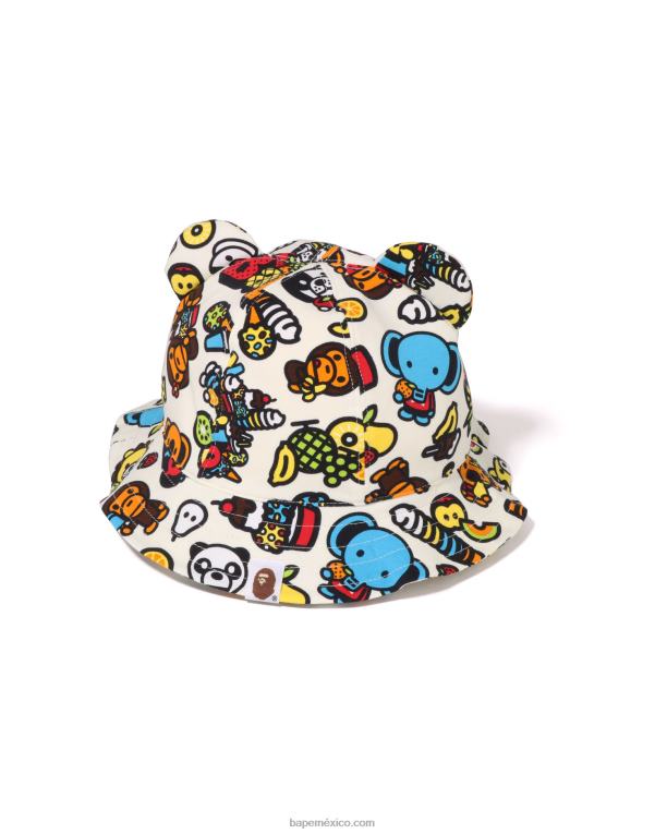 gorro baby milo de frutas mixtas niños A Bathing Ape 00RH1322 de color crema
